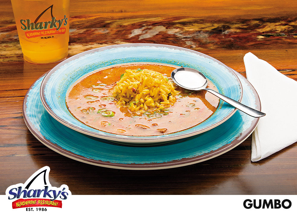 Gumbo is a Gulf Coast Classic, full of shrimp, crawfish, Andouille sausage & chicken served with rice