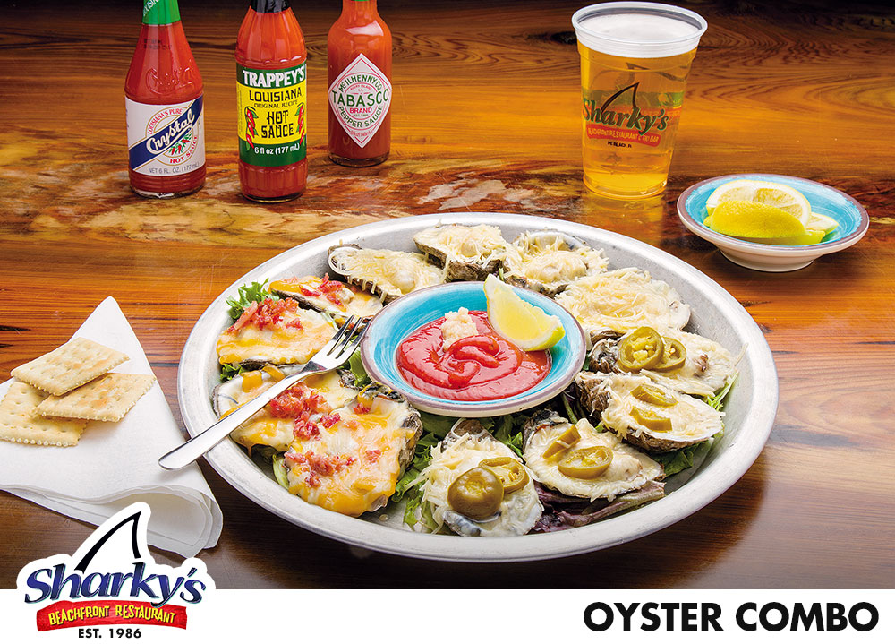 Oyster Combo has a dozen oysters with four of each style of baked oysters