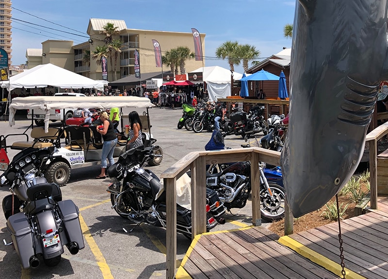 Motorcycles out front of Sharky's for Thunder Beach