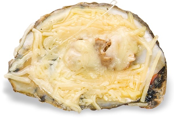 Traditional Baked Oysters with garlic butter & Parmesan cheese.